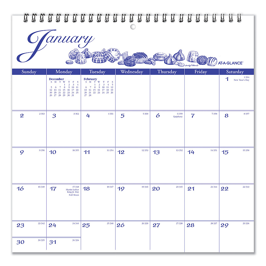 AT-A-GLANCE Illustrators Edition Wall Calendar, Victorian Illustrations Artwork, 12 x 12, White/Blue Sheets, 12-Month (Jan-Dec): 2023 (G100017)
