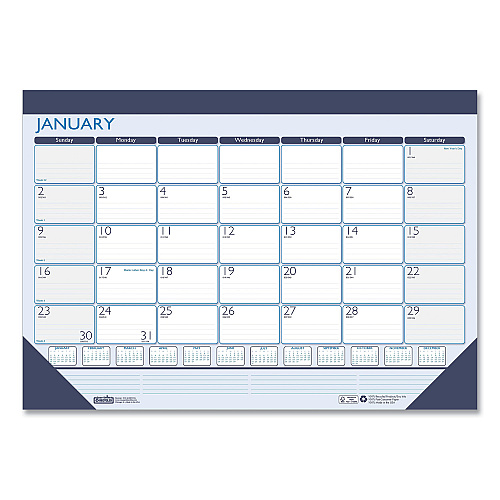 House of Doolittle Recycled Contempo Desk Pad Calendar, 22 x 17, White/Blue Sheets, Blue Binding, Blue Corners, 12-Month (Jan to Dec): 2023 (151)
