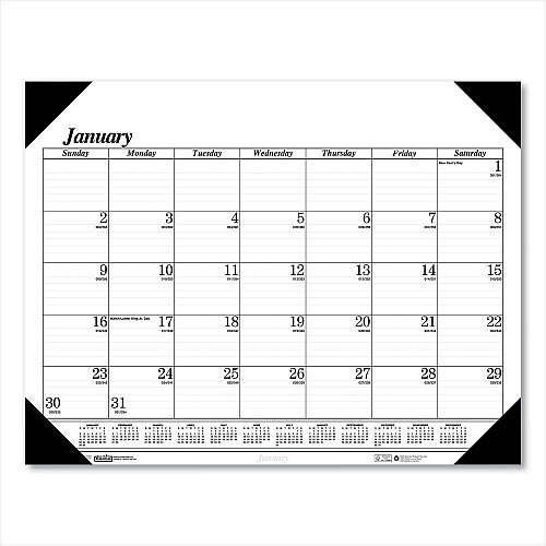 House of Doolittle Recycled One-Color Refillable Monthly Desk Pad Calendar, 22 x 17, White Sheets, Black Binding/Corners,12-Month(Jan-Dec): 2023 (124)