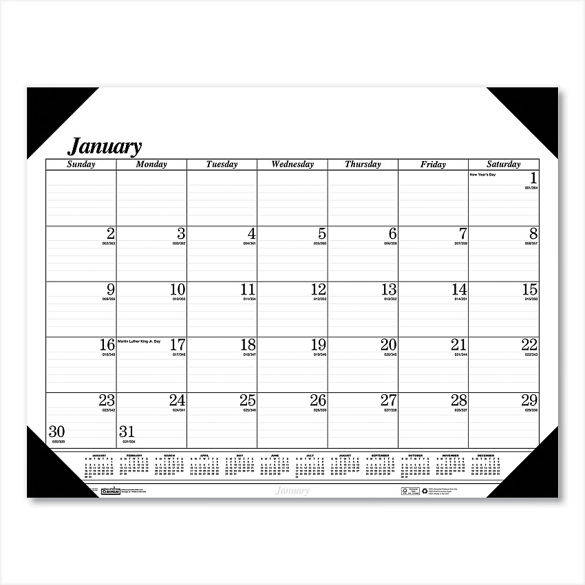 House of Doolittle Recycled One-Color Refillable Monthly Desk Pad Calendar, 22 x 17, White Sheets, Black Binding/Corners,12-Month(Jan-Dec): 2023 (124)