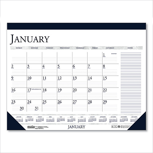 House of Doolittle Recycled Two-Color Monthly Desk Pad Calendar with Notes Section, 18.5 x 13, Blue Binding/Corners, 12-Month (Jan-Dec): 2023 (1646)