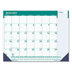 House of Doolittle Express Track Monthly Desk Pad Calendar, 22 x 17, White/Teal Sheets, Teal Binding, Blue Corners, 13-Month(Jan-Jan): 2023-2024 (148)