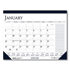 House of Doolittle Recycled Two-Color Monthly Desk Pad Calendar with Notes Section, 22 x 17, Blue Binding/Corners, 12-Month (Jan-Dec): 2023 (164)