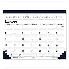 House of Doolittle Recycled Two-Color Perforated Monthly Desk Pad Calendar, 18.5 x 13, Blue Binding/Corners, 12-Month (Jan-Dec): 2023 (1506)