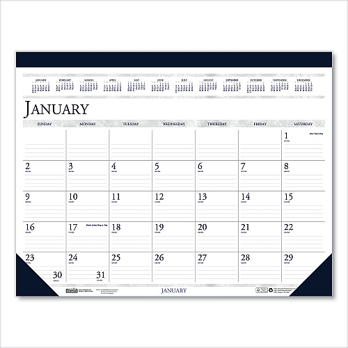 House of Doolittle Recycled Two-Color Perforated Monthly Desk Pad Calendar, 18.5 x 13, Blue Binding/Corners, 12-Month (Jan-Dec): 2023 (1506)