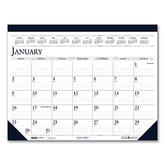 House of Doolittle Recycled Two-Color Perforated Monthly Desk Pad Calendar, 22 x 17, Blue Binding/Corners, 12-Month (Jan-Dec): 2023 (150HD)