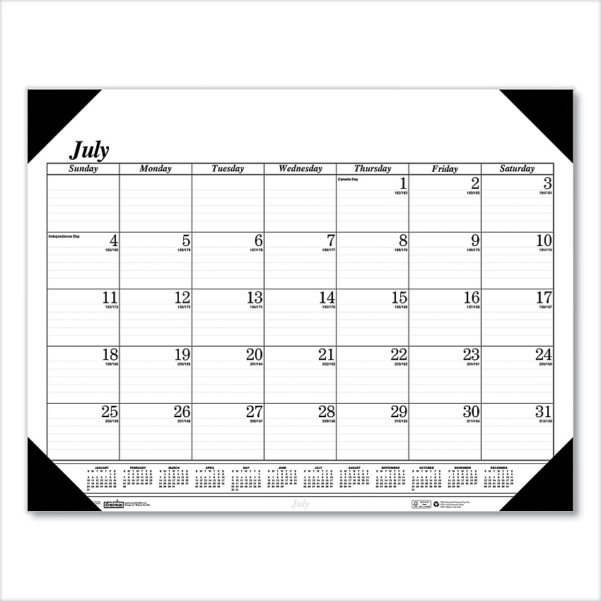 House of Doolittle Recycled Economy Academic Desk Pad Calendar, 22 x 17, White/Black Sheets, Black Binding/Corners,14-Month(July-Aug): 2022-2023 (12502)
