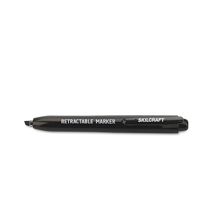 AbilityOne 7520015550297 SKILCRAFT Retractable Permanent Marker, Broad Chisel Tip, Black, 4/Pack
