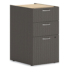 HON Mod Support Pedestal, Left or Right, 3-Drawers: Box/Box/File, Legal/Letter, Slate Teak, 15" x 20" x 28" (PLPSBBFLS1)