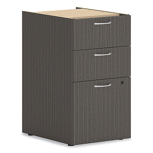 HON Mod Support Pedestal, Left or Right, 3-Drawers: Box/Box/File, Legal/Letter, Slate Teak, 15" x 20" x 28" (PLPSBBFLS1)