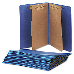 AbilityOne 7530015567914 SKILCRAFT Pressboard Top Tab Classification Folder, 2 Dividers, Letter Size, Dark Blue, 10/Box