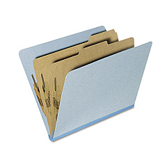 AbilityOne 7530015567915 SKILCRAFT Pressboard Top Tab Classification Folder, 2 Dividers, Letter Size, Light Blue, 10/Box