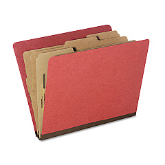 AbilityOne 7530015726208 SKILCRAFT Classification Folder, 3 Dividers, Letter Size, Earth Red, 10/Pack
