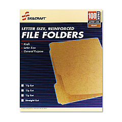 AbilityOne 7530006630031 SKILCRAFT Medium File Folder, Straight Tabs, Letter Size, 0.75" Expansion, Brown, 100/Box