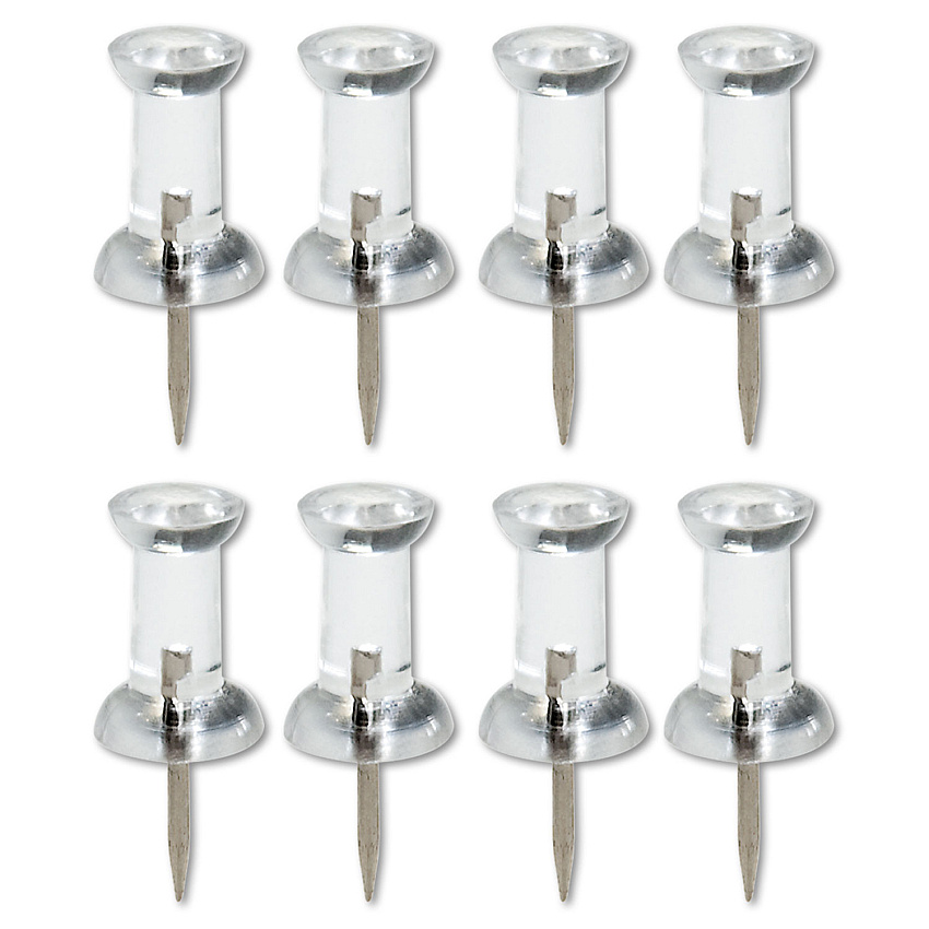 AbilityOne 7510009400935 SKILCRAFT Push Pins, Plastic, Clear, 3/8", 100/Box