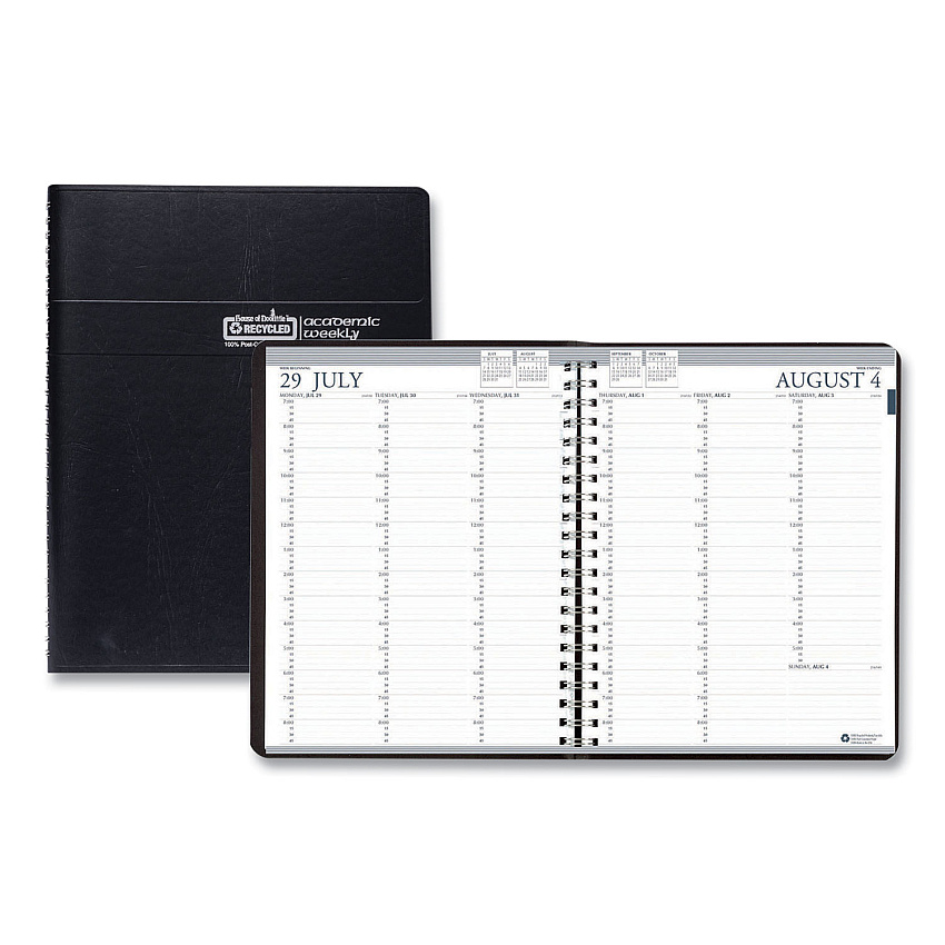 House of Doolittle Recycled Professional Weekly Planner, 15-Minute Appts, 11 x 8.5, Black Wirebound Soft Cover, 12-Month (Aug-July): 2022-2023 (257202)