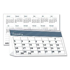 House of Doolittle Bar Harbor Recycled Desk Tent Monthly Calendar, Bar Harbor Artwork, 7 x 4.25, White/Blue/Gray Sheets, 2023 (3679)