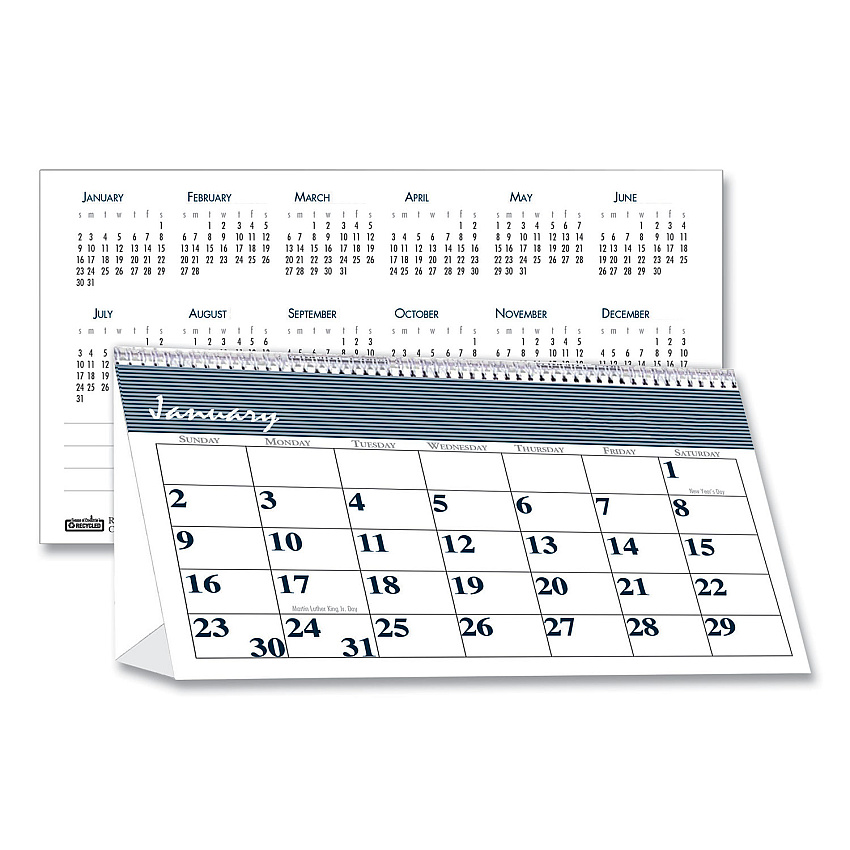House of Doolittle Bar Harbor Recycled Desk Tent Monthly Calendar, Bar Harbor Artwork, 7 x 4.25, White/Blue/Gray Sheets, 2023 (3679)