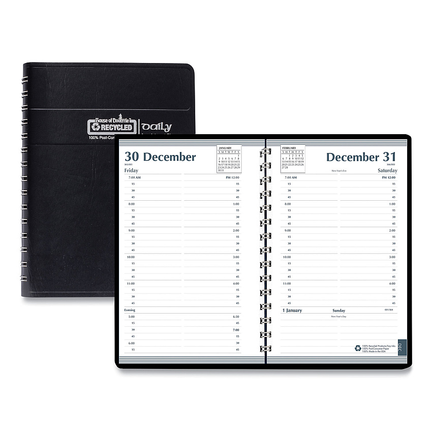 House of Doolittle Memo Size Daily Appointment Book with 15-Minute Schedule, 8 x 5, Black Cover, 12-Month (Jan to Dec): 2023 (28802)