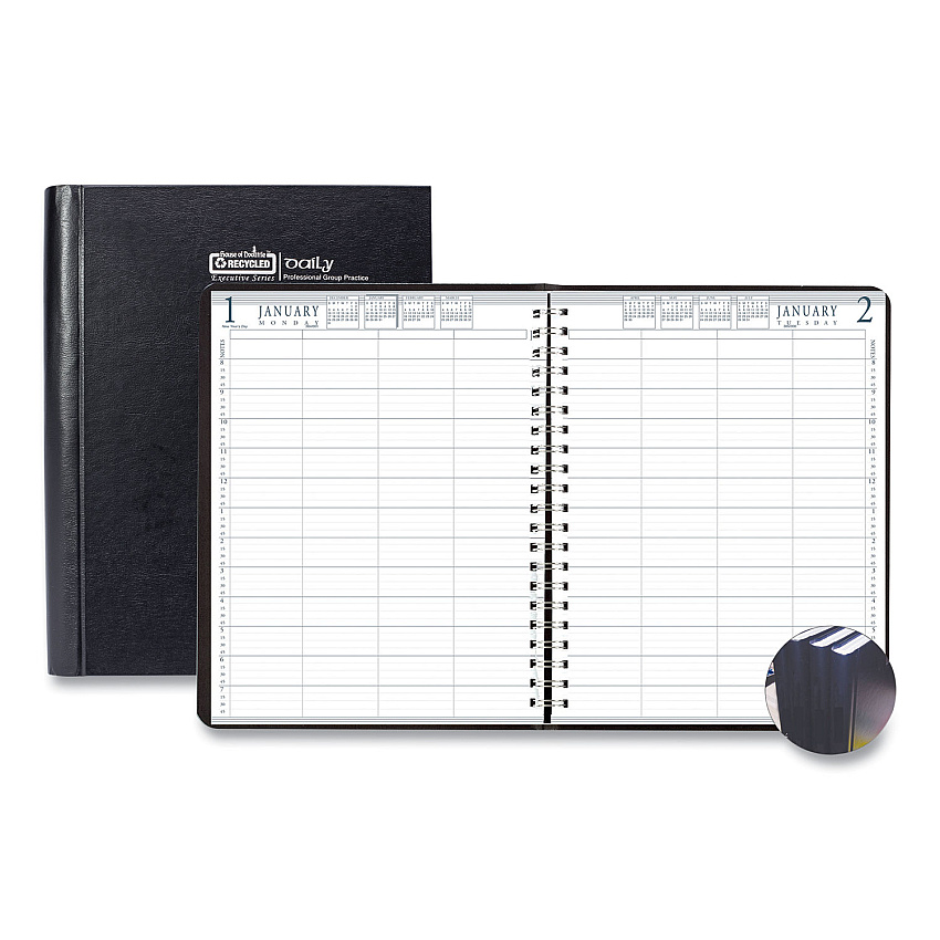 House of Doolittle Executive Series Four-Person Group Practice Daily Appointment Book, 11 x 8.5, Black Hard Cover, 12-Month (Jan to Dec): 2023 (28292)