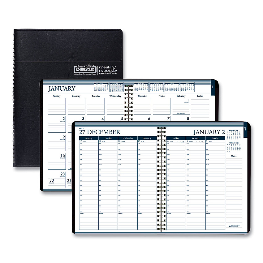 House of Doolittle Recycled Wirebound Weekly/Monthly Planner, 11 x 8.5, Black Cover, 12-Month (Jan to Dec): 2023 (28302)