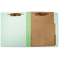 AbilityOne 7530015547684 SKILCRAFT Pressboard Top Tab Classification Folder, 2 Dividers, Letter Size, Light Green, 10/Box