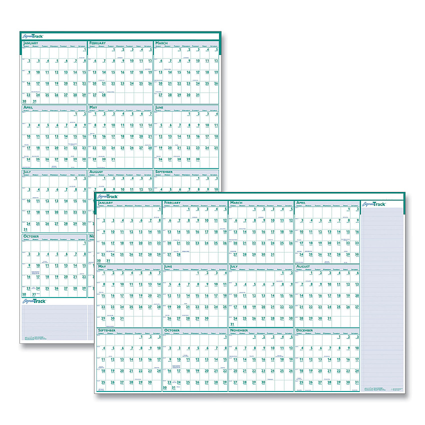 House of Doolittle Express Track Recycled Reversible/Erasable Yearly Wall Calendar, 24 x 37, White/Teal Sheets, 12-Month (Jan to Dec): 2023 (392)