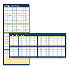 House of Doolittle Recycled Reversible Yearly Wall Planner, 60 x 26, White/Blue/Yellow Sheets, 12-Month (Jan to Dec): 2023 (3974)