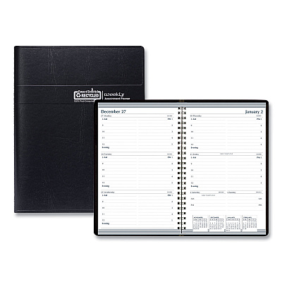 House of Doolittle Recycled Weekly Appointment Book, 8 x 5, Black Cover, 12-Month (Jan to Dec): 2023 (27802)