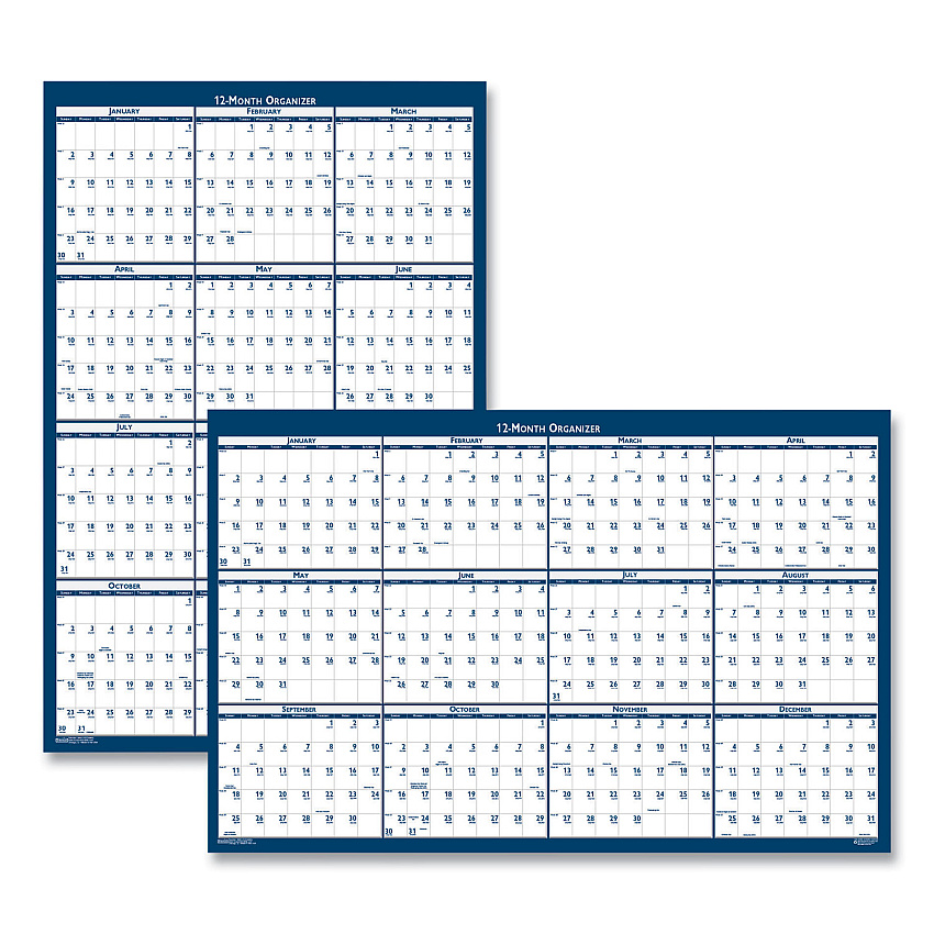 House of Doolittle Recycled Poster Style Reversible/Erasable Yearly Wall Calendar, 24 x 37, White/Blue/Gray Sheets, 12-Month (Jan to Dec): 2023 (396)