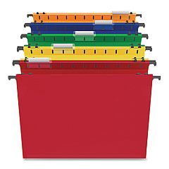 TRU RED Plastic Hanging File Pockets, 1 Section, Letter Size, 1/5-Cut Tabs, Assorted Colors, 5/Pack (706811)