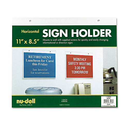 NuDell Acrylic Sign Holder, Horizontal, 11 x 8.5, Clear (38008)