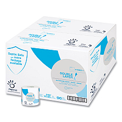 Papernet Double Layer Toilet Tissue, Septic Safe, 1-Ply, White, Virgin, 4" x 248 ft, 850 Sheets/Roll, 96 Rolls/Carton (410011)