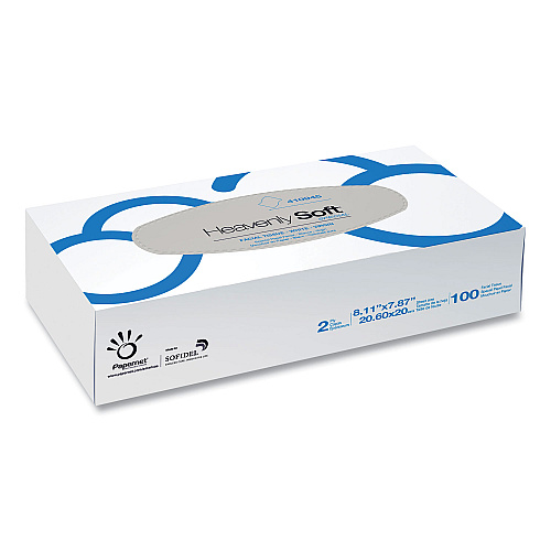 Papernet Heavenly Soft Facial Tissue, 2-Ply, 7.9 x 8.3, White, 100/Flat Box, 30 Boxes/Caton (410945)