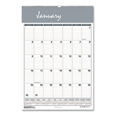 House of Doolittle Bar Harbor Recycled Wirebound Monthly Wall Calendar, 12 x 17, White/Blue/Gray Sheets, 12-Month (Jan-Dec): 2023 (332)