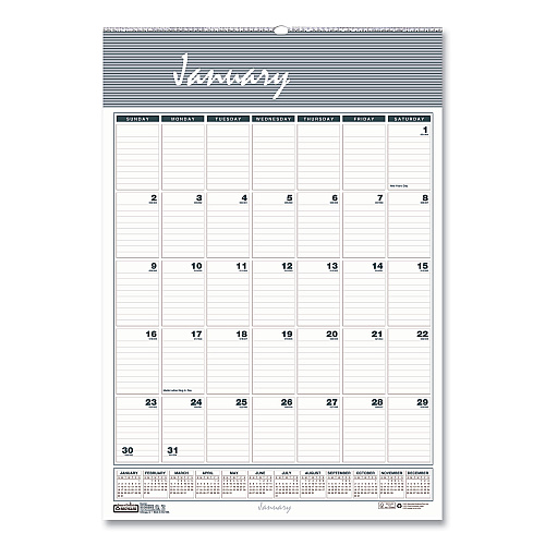 House of Doolittle Bar Harbor Recycled Wirebound Monthly Wall Calendar, 12 x 17, White/Blue/Gray Sheets, 12-Month (Jan-Dec): 2023 (332)