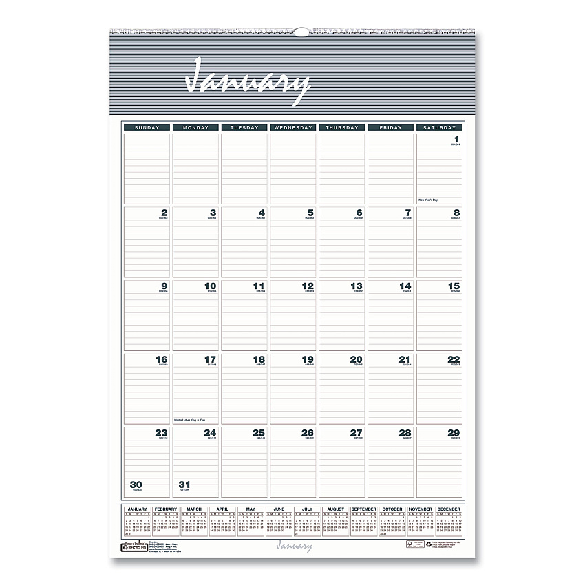 House of Doolittle Bar Harbor Recycled Wirebound Monthly Wall Calendar, 15.5 x 22, White/Blue/Gray Sheets, 12-Month (Jan-Dec): 2023 (333)