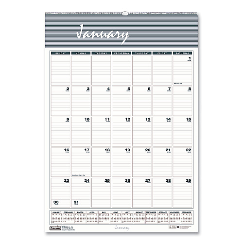 House of Doolittle Bar Harbor Recycled Wirebound Monthly Wall Calendar, 22 x 31.25, White/Blue/Gray Sheets, 12-Month (Jan-Dec): 2023 (334)