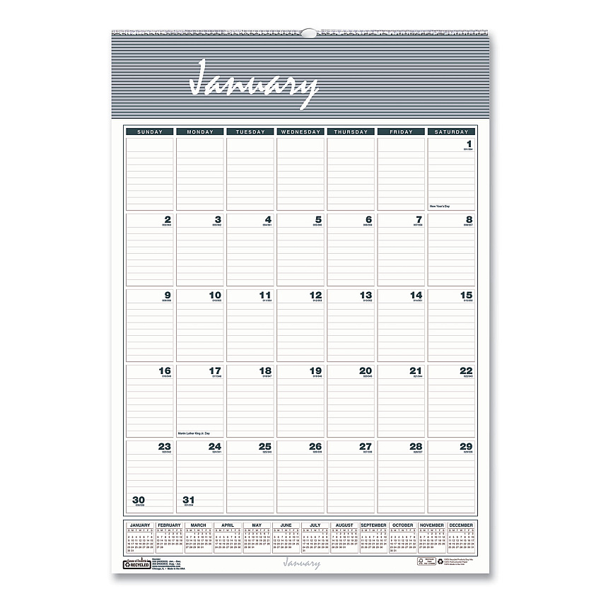 House of Doolittle Bar Harbor Recycled Wirebound Monthly Wall Calendar, 22 x 31.25, White/Blue/Gray Sheets, 12-Month (Jan-Dec): 2023 (334)