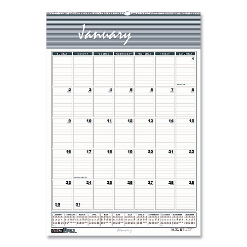 House of Doolittle Bar Harbor Recycled Wirebound Monthly Wall Calendar, 8.5 x 11, White/Blue/Gray Sheets, 12-Month (Jan-Dec): 2023 (331HD)