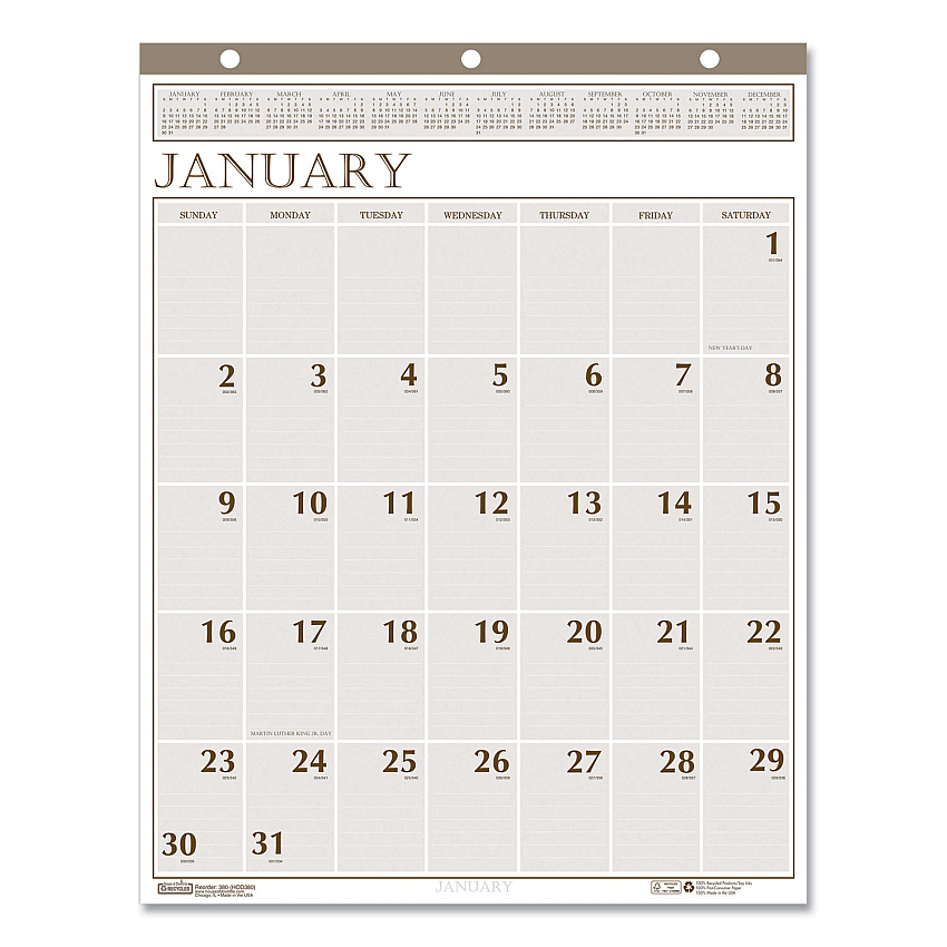 House of Doolittle Large Print Recycled Monthly Wall Calendar, 20 x 26, Beige Sheets, 12-Month (Jan to Dec): 2023 (380)