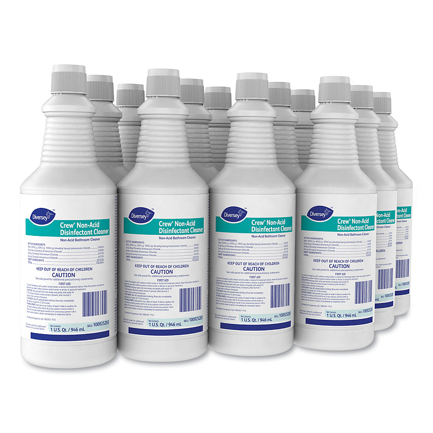 Diversey Crew Neutral Non-Acid Bowl and Bathroom Disinfectant, 32 oz Squeeze Bottle, 12/Carton (100925283)