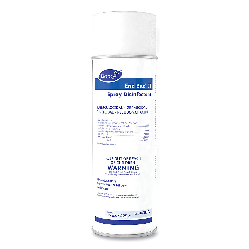 Diversey End Bac II Spray Disinfectant, Fresh Scent, 15 oz Aerosol Spray, 12/Carton (04832)