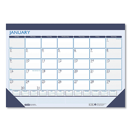 House of Doolittle Recycled Contempo Desk Pad Calendar, 18.5 x 13, White/Blue Sheets, Black Binding, Black Corners, 12-Month (Jan to Dec): 2023 (1516)