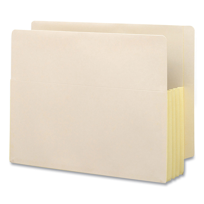 Smead Manila End Tab File Pockets with Tyvek-Lined Gussets, 3.5" Expansion, Letter Size, Manila, 10/Box (75164)