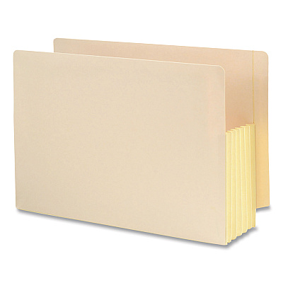 Smead Manila End Tab File Pockets with Tyvek-Lined Gussets, 5.25" Expansion, Legal Size, Manila, 10/Box (76174)