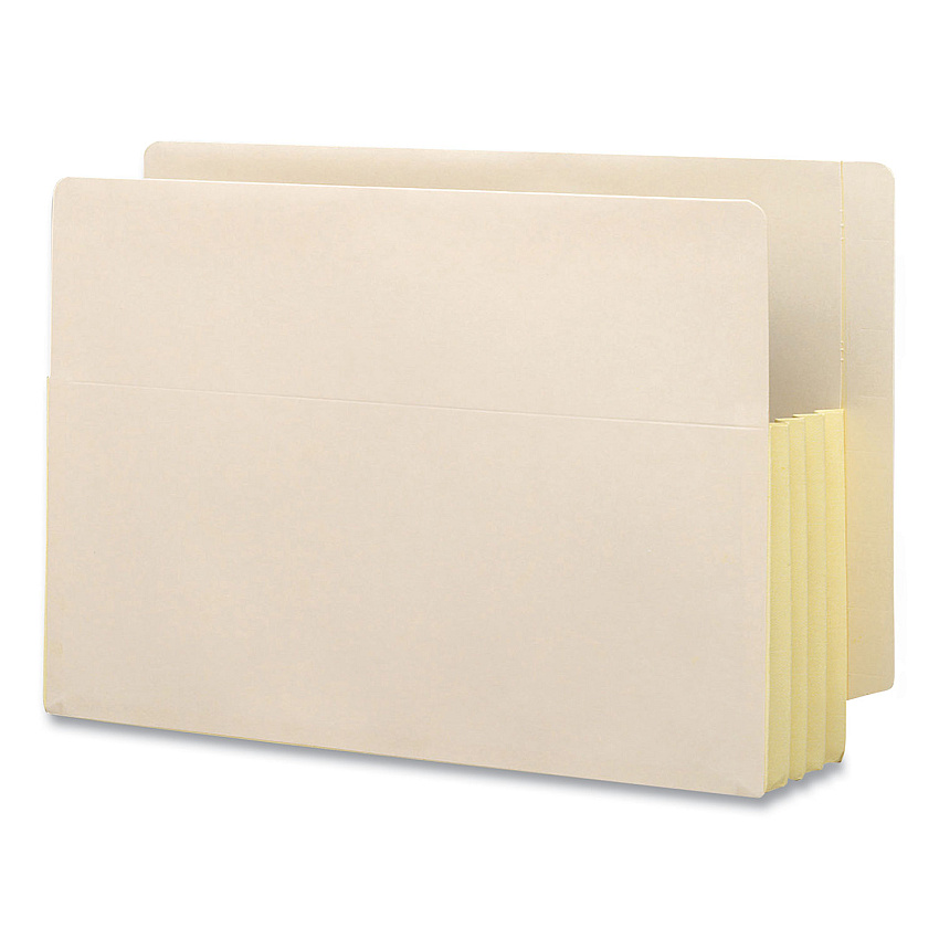Smead Manila End Tab File Pockets with Tyvek-Lined Gussets, 3.5" Expansion, Legal Size, Manila, 10/Box (76164)