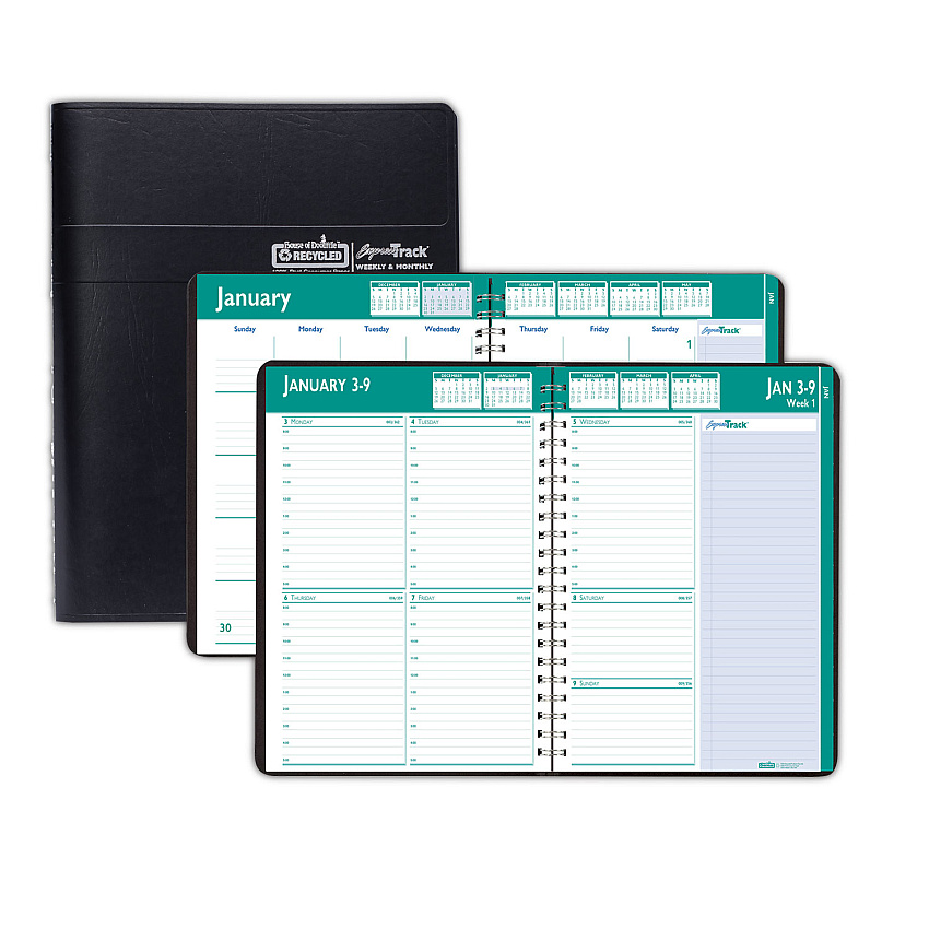 House of Doolittle Express Track Recycled Weekly Appointment Book/Monthly Planner, 11 x 8.5, Black Cover, 13-Month (Jan to Jan): 2023 to 2024 (29602)