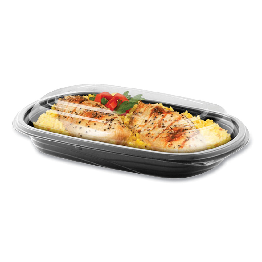 Anchor Packaging MicroRaves Wave Container and Dome Lid Combo, 16 oz, 6.35 x 8.79 x 1.72, Black/Clear, 250/Carton (4111603)