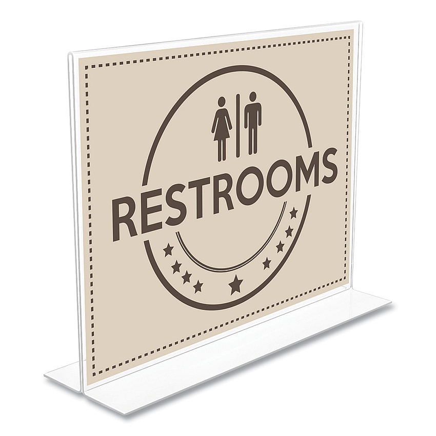 Deflecto Anti-Glare Stand Up Double Sided Sign Holder, 8.5 x 11, Clear (879301)